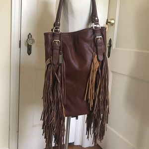 Free people vegan leather fringe purse bag